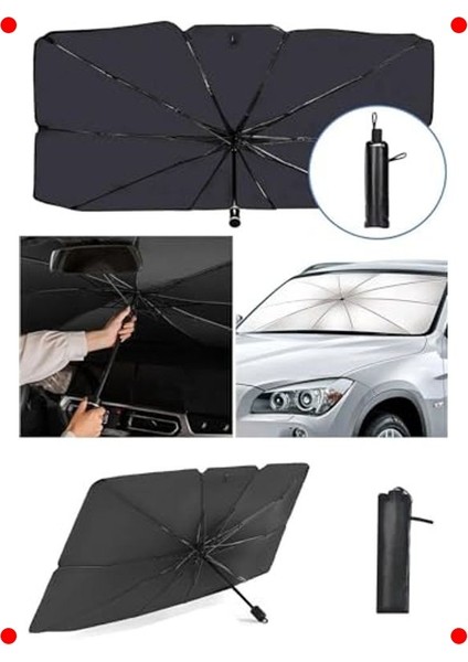 Katlanabilir Şemsiye Tipi Araç Ön Cam Güneşliği (140X79 Cm) fiyatları