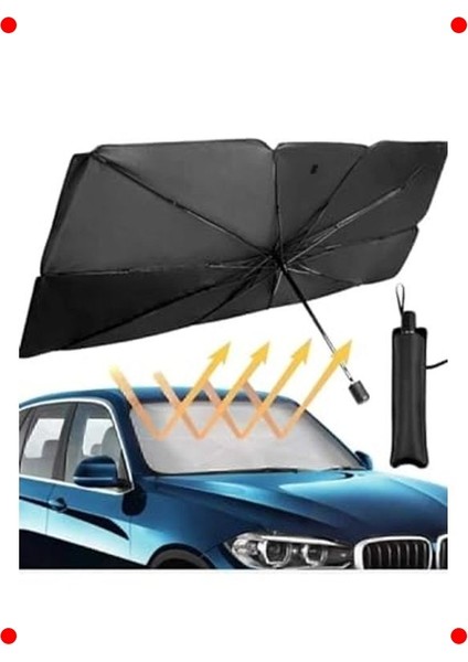 Katlanabilir Şemsiye Tipi Araç Ön Cam Güneşliği (140X79 Cm) indirimleri