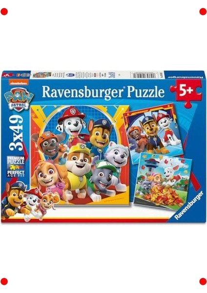 Paw Patrol Temalı Yapboz Seti - 3X49 Parça