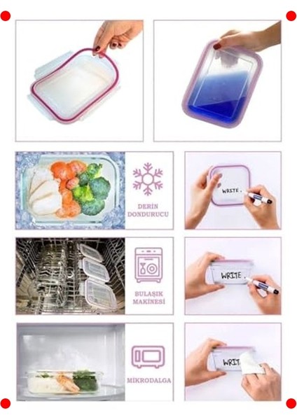 Büyük Kare Cam Saklama Kabı - 2600 ml - Şeffaf indirimleri