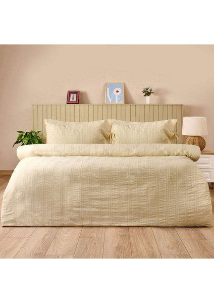 Soft Armürlü Tek Kişilik Nevresim Takımı - Ekru