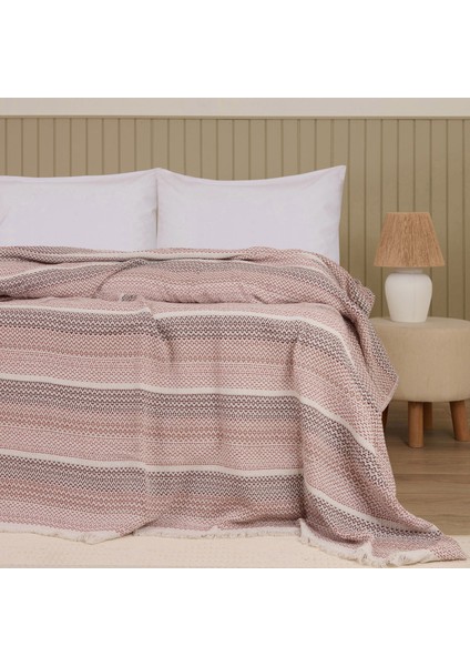 Soft Vita Çift Kişilik Pike - Ekru / Kiremit - 200X230 cm