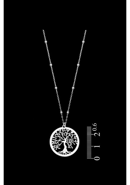 925 Ayar Gümüş Top Zincirli Hayat Ağacı Model Kadın Kolye fiyatları