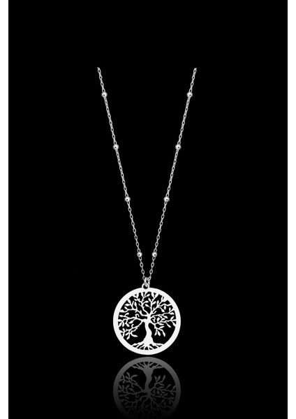 925 Ayar Gümüş Top Zincirli Hayat Ağacı Model Kadın Kolye modelleri