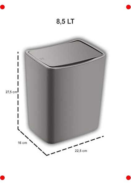 Dokunmatik Açılımlı Çöp Kovası, 8.5 Lt, Bej modelleri