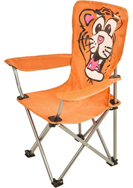 Katlanır Kaplan Desenli Çocuk Kamp Sandalyesi - Turuncu fiyatları
