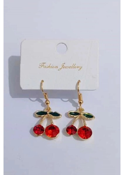 Paslanmaz Çelik Kırmızı Kiraz Küpe modelleri