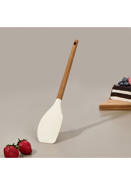Akasya Saplı Silikon Servis Spatulası - Kahverengi / Krem fiyatları