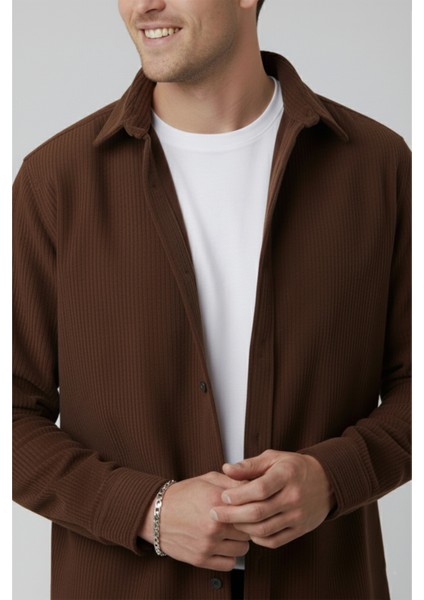 Erkek Kiremit Kadife Fitilli Rahat Kesim Gömlek Yumuşak Dokulu Likralı Kadife Gömlek 2600758 fırsatları