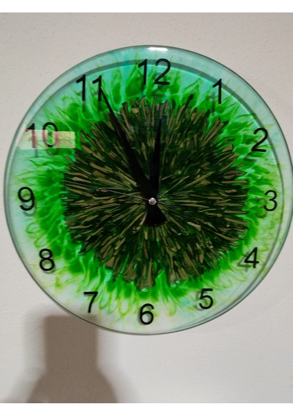 Epoksi Duvar Saati 37 cm Çapında Ultra Sessiz Gerçek Zeytin Ağaç Yaprağı Işlenmiş El Yapımı fiyatları