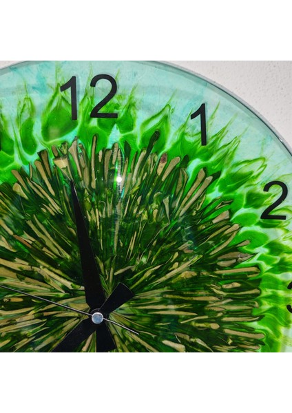 Epoksi Duvar Saati 37 cm Çapında Ultra Sessiz Gerçek Zeytin Ağaç Yaprağı Işlenmiş El Yapımı fırsatları