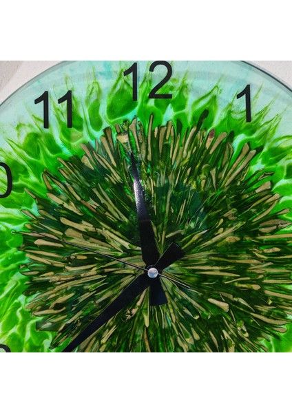 Epoksi Duvar Saati 37 cm Çapında Ultra Sessiz Gerçek Zeytin Ağaç Yaprağı Işlenmiş El Yapımı indirimleri
