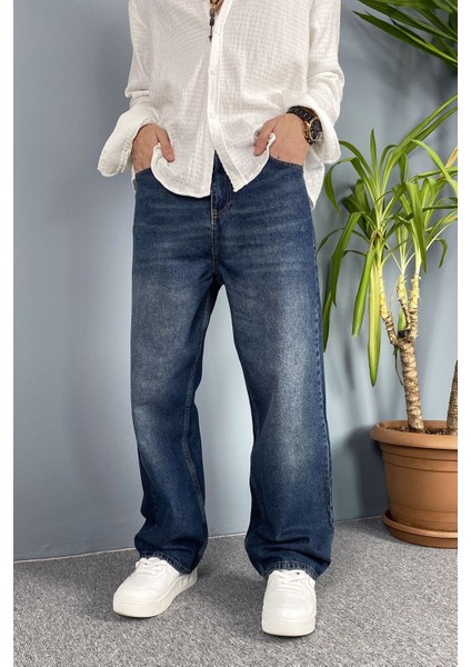 Taşlanmış Baggy Kalıp Jean - Kot Pantolon Siyah-Lacivert fiyatları