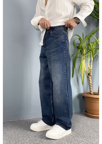 Taşlanmış Baggy Kalıp Jean - Kot Pantolon Siyah-Lacivert modelleri