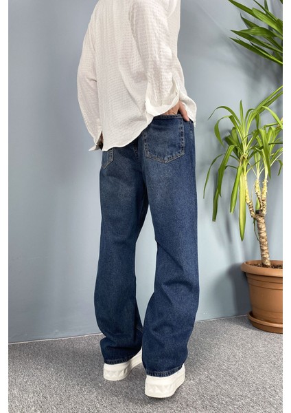 Taşlanmış Baggy Kalıp Jean - Kot Pantolon Siyah-Lacivert fırsatları