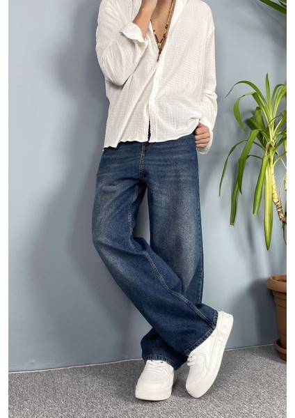 Taşlanmış Baggy Kalıp Jean - Kot Pantolon Siyah-Lacivert indirimleri