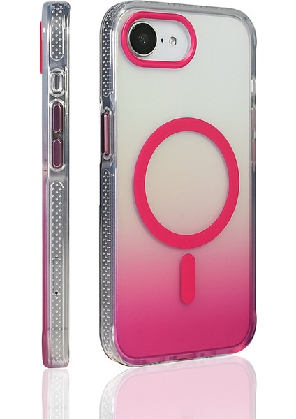 iPhone 16E Kılıf M-Safe Şarj Özellikli Transparan Renk Geçişli Zore Toros Kapak - Gri