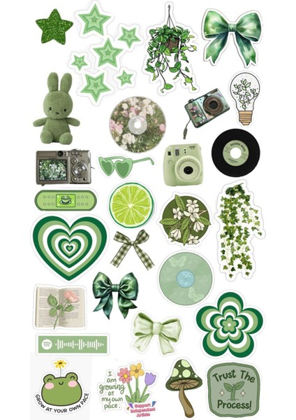 Popüler Yeşil Telefon Laptop Notebook Tablet Defter Matara Stiker Etiket ST2072