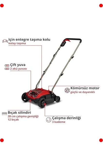 Akülü Çim Kazıma ve Havalandırma Makinesi 18V modelleri