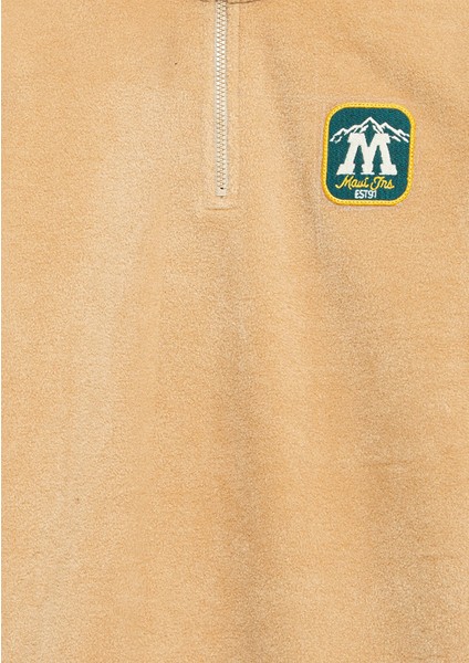 Yarı Fermuarlı Mavi Logo Bej Sweatshirt 6S10153-83859