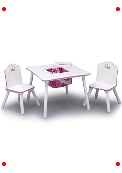 Çocuk Prenses Ahşap Masa ve Saklamalı Sandalye Takımı indirimleri