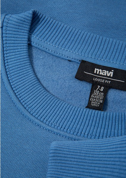 Mavi Logo Bisiklet Yaka Mavi Sweatshirt 6S10163-70724