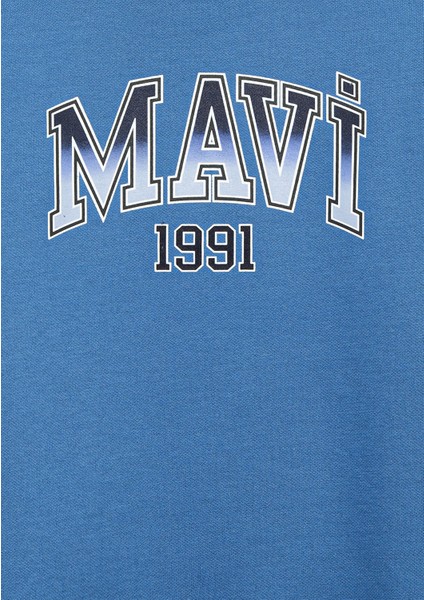 Mavi Logo Bisiklet Yaka Mavi Sweatshirt 6S10163-70724
