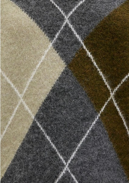 Baklava Desenli Gri Kazak 1710826-87829