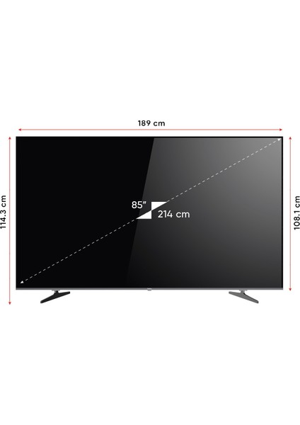 YE-85IDWG11 85'' 216 Ekran Uydu Alıcılı 4K Ultra HD Google MiniLED TV