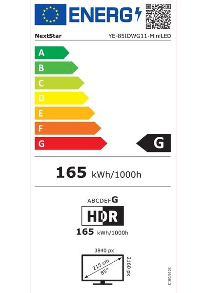 YE-85IDWG11 85'' 216 Ekran Uydu Alıcılı 4K Ultra HD Google MiniLED TV