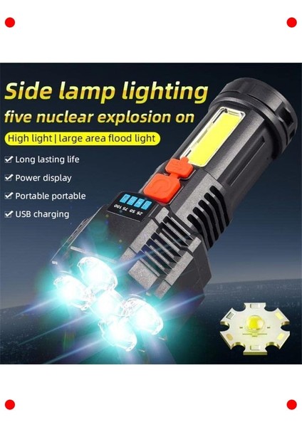 Şarjlı 5 LED Ultra Güçlü Su Geçirmez El Feneri fiyatları