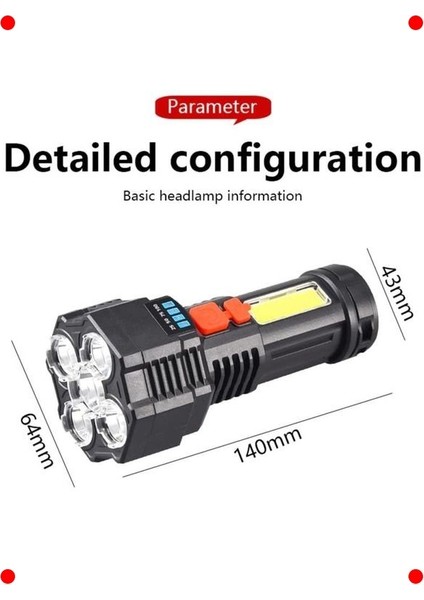 Şarjlı 5 LED Ultra Güçlü Su Geçirmez El Feneri modelleri