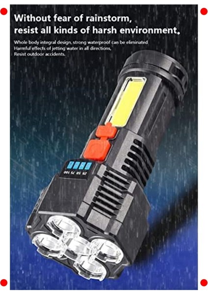 Şarjlı 5 LED Ultra Güçlü Su Geçirmez El Feneri indirimleri