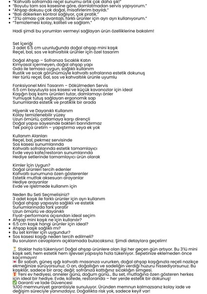 3’lü Ahşap Mini Kaşık Seti – 6.5 cm Reçel, Bal ve Sos Servisi Için Doğal Sunum Kaşıkları 722342 fiyatları