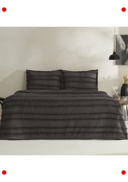 Antrasit Çift Kişilik Yatak Örtüsü Takımı