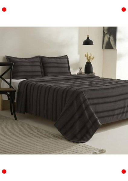 Antrasit Çift Kişilik Yatak Örtüsü Takımı fiyatları