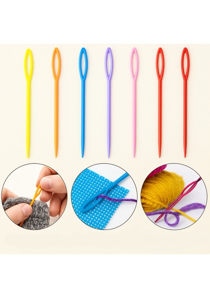 ( 40 Adet ) Renkli Plastik Yün Iğnesi 9 cm Örgü Dikme Iplik Iğnesi fiyatları