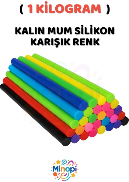 ( 1 Kilogram ) Sıcak Mum Silikon Kalın Karışık Renk 11,3mm x 30 cm Renkli Silikon Tabanca