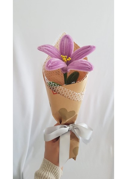 El Yapımı Zambak Şönil Çiçek Buket – Dekoratif, Solmayan, Hediye Için Ideal