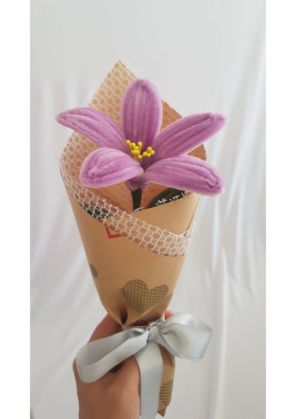 El Yapımı Zambak Şönil Çiçek Buket – Dekoratif, Solmayan, Hediye Için Ideal