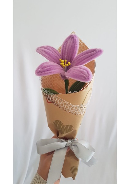 El Yapımı Zambak Şönil Çiçek Buket – Dekoratif, Solmayan, Hediye Için Ideal