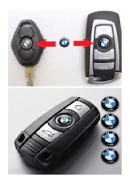 Bmw Araç Anahtar Logo Amblemi (11MM) 4 Adet Damla Etiket