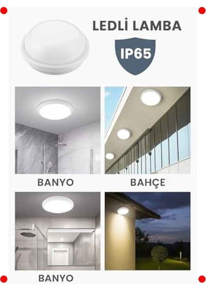 Su Geçirmez LED Tavan Duvar Lambası, 15W Beyaz Işık indirimleri