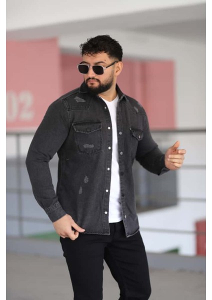 Erkek Kot Gömlek Slim Fit, Çift Cepli Geniş Düğmeli Likrasız Gömlek fiyatları