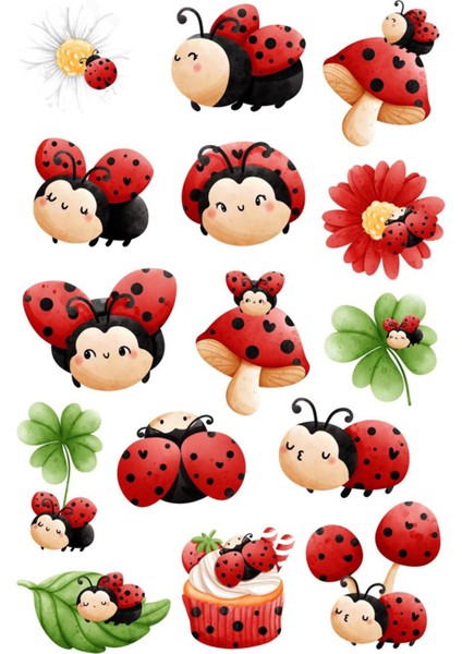 Uğur Böcekleri Telefon Laptop Notebook Tablet Defter Matara Stiker Etiket ST2140