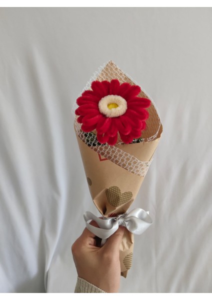 El Yapımı Gerbera Şönil Çiçek Buket – Dekoratif, Solmayan, Hediye Için Ideal