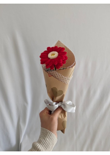 El Yapımı Gerbera Şönil Çiçek Buket – Dekoratif, Solmayan, Hediye Için Ideal