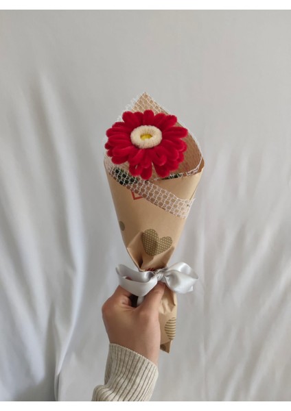 El Yapımı Gerbera Şönil Çiçek Buket – Dekoratif, Solmayan, Hediye Için Ideal