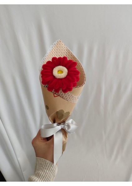 El Yapımı Gerbera Şönil Çiçek Buket – Dekoratif, Solmayan, Hediye Için Ideal