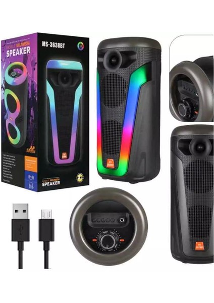 🔊 Katjmer KT-SP02 | Rgb Işıklı Bluetooth / USB Müzik Kutusu | Güçlü Ses, Şık Tasarım, Taşınabilir Hoparlör